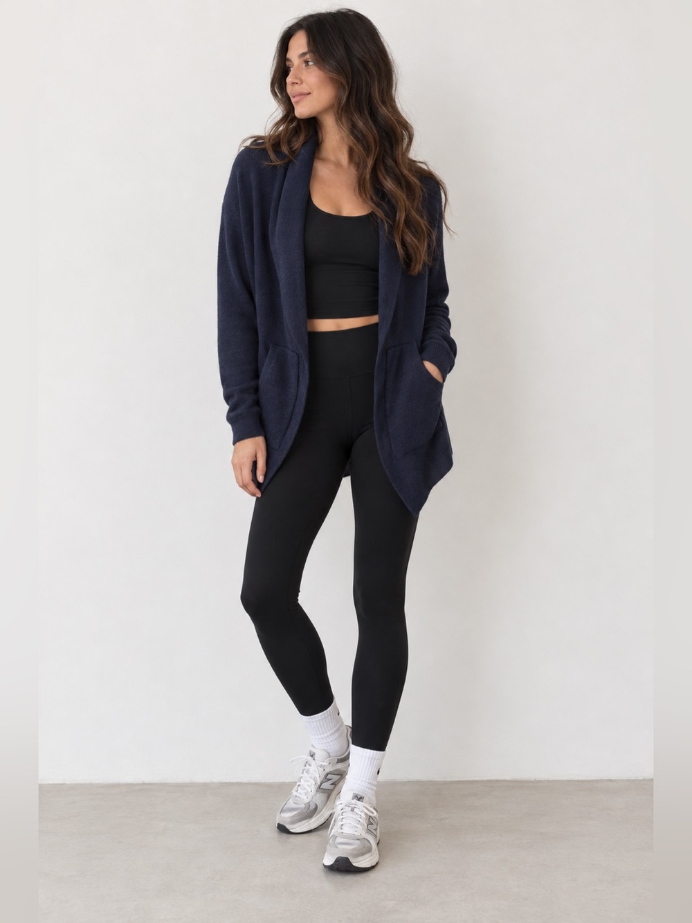 Lululemon Cabin Yogi Reversible Wrap Sweater, Sz 8 navy blue hood open cardigan